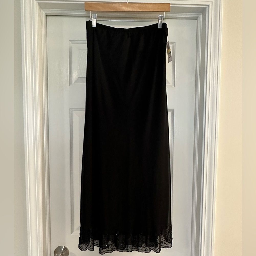 MSK black skirt beaded long size medium NWT